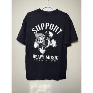 "Support Heavy Music" Born Scum T-shirt - Size L Duck